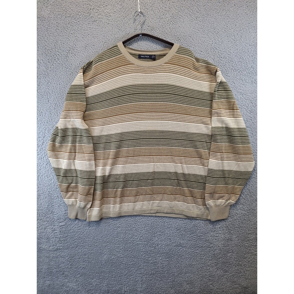 Nautica Mens XXL Striped Crewneck Sweater Long Sleeve Business Casual